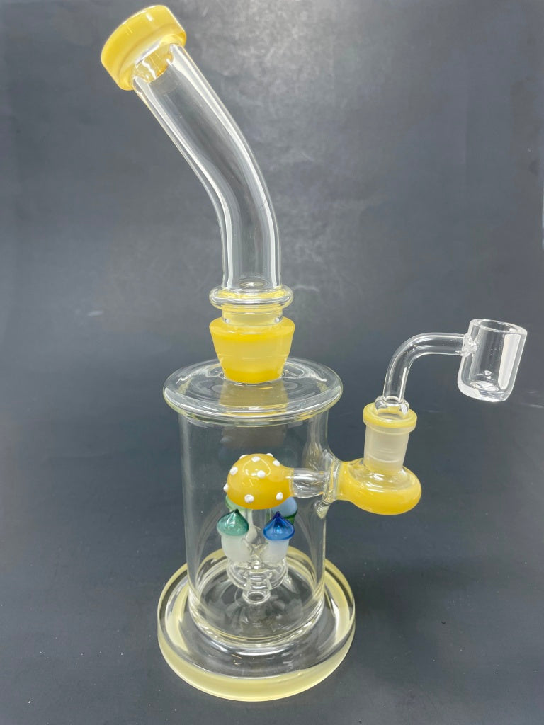 9" Yellow Mushroom Bong Dab Rig