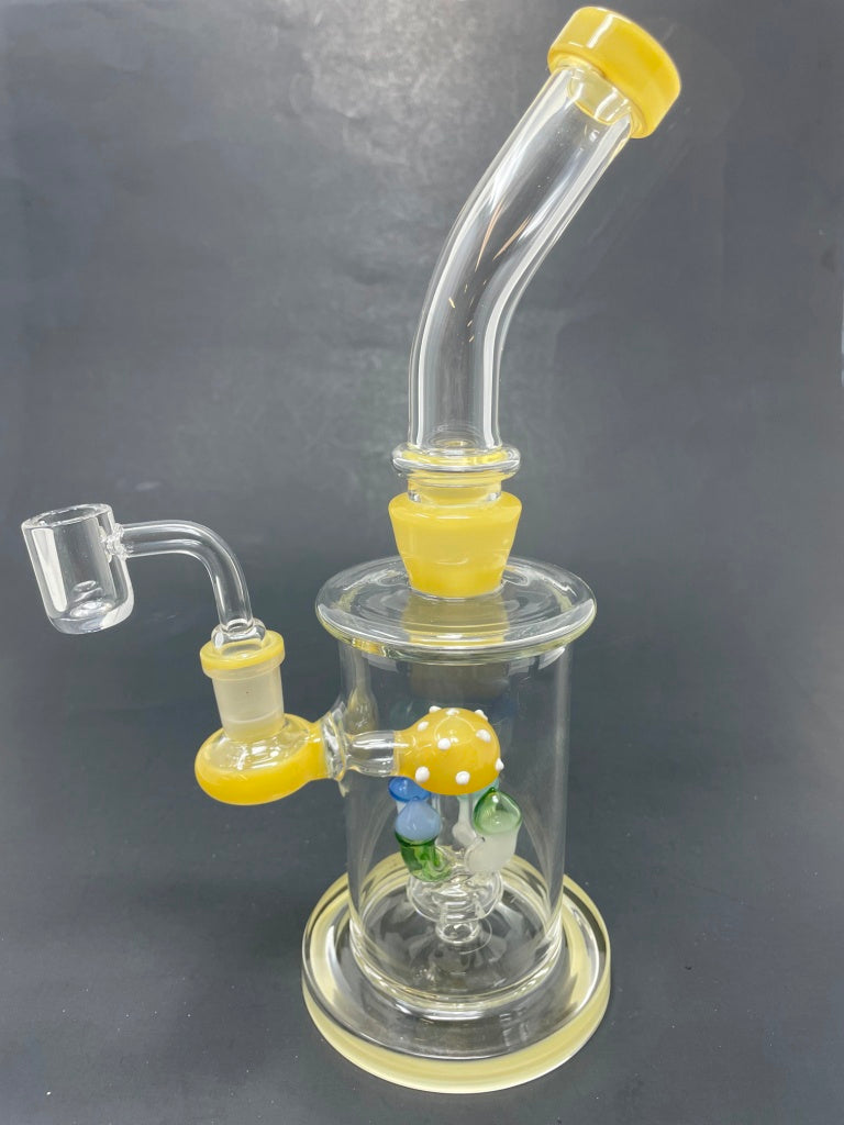 9" Yellow Mushroom Bong Dab Rig