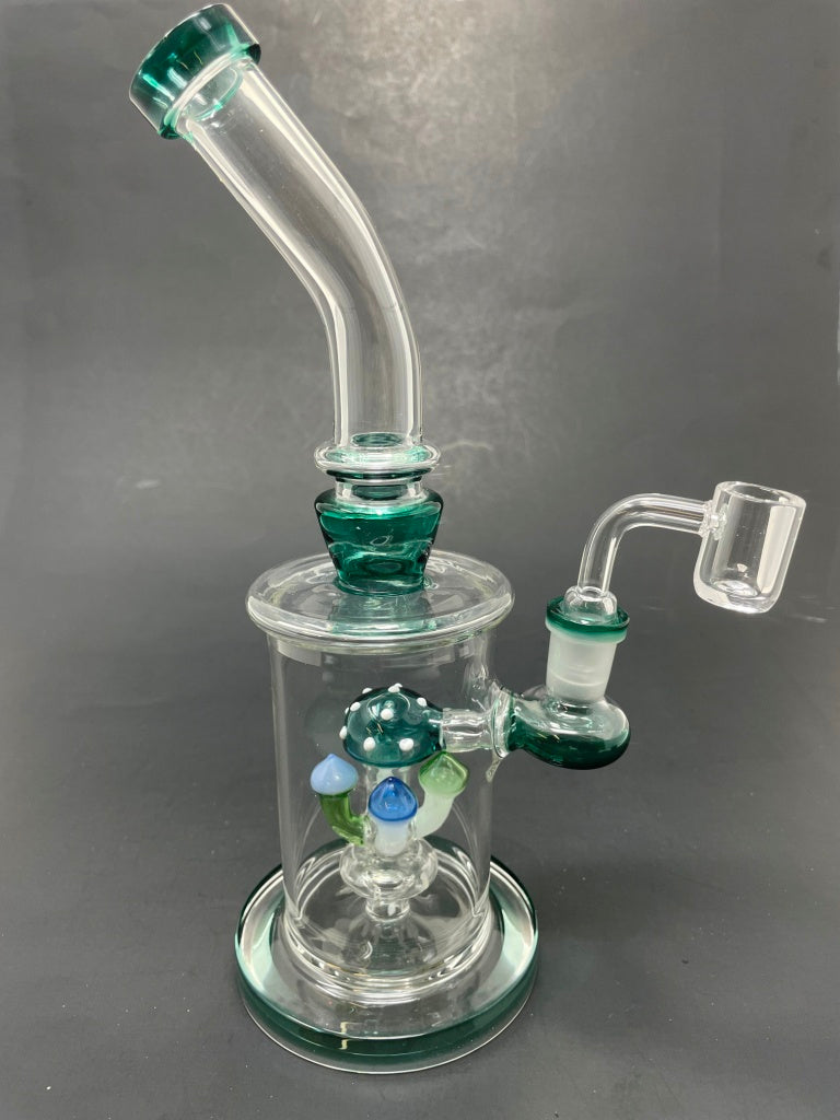 9" Dark Green Mushroom Bong Dab Rig StonedGenie.com