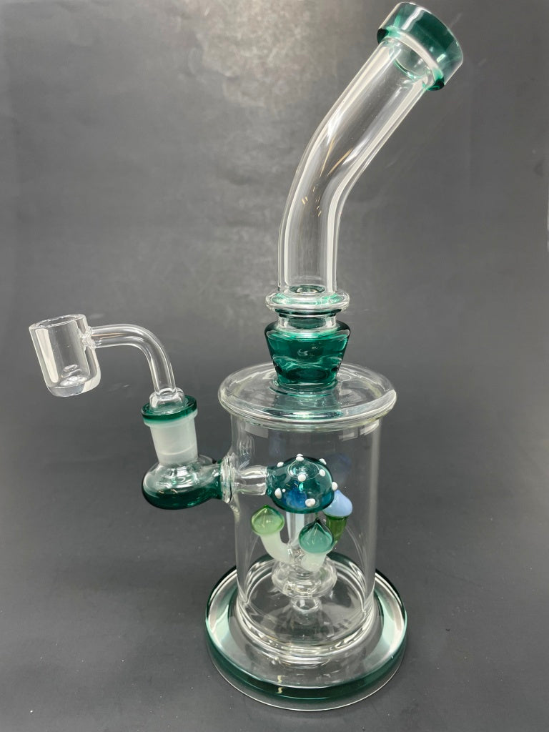 9" Dark Green Mushroom Bong Dab Rig StonedGenie.com