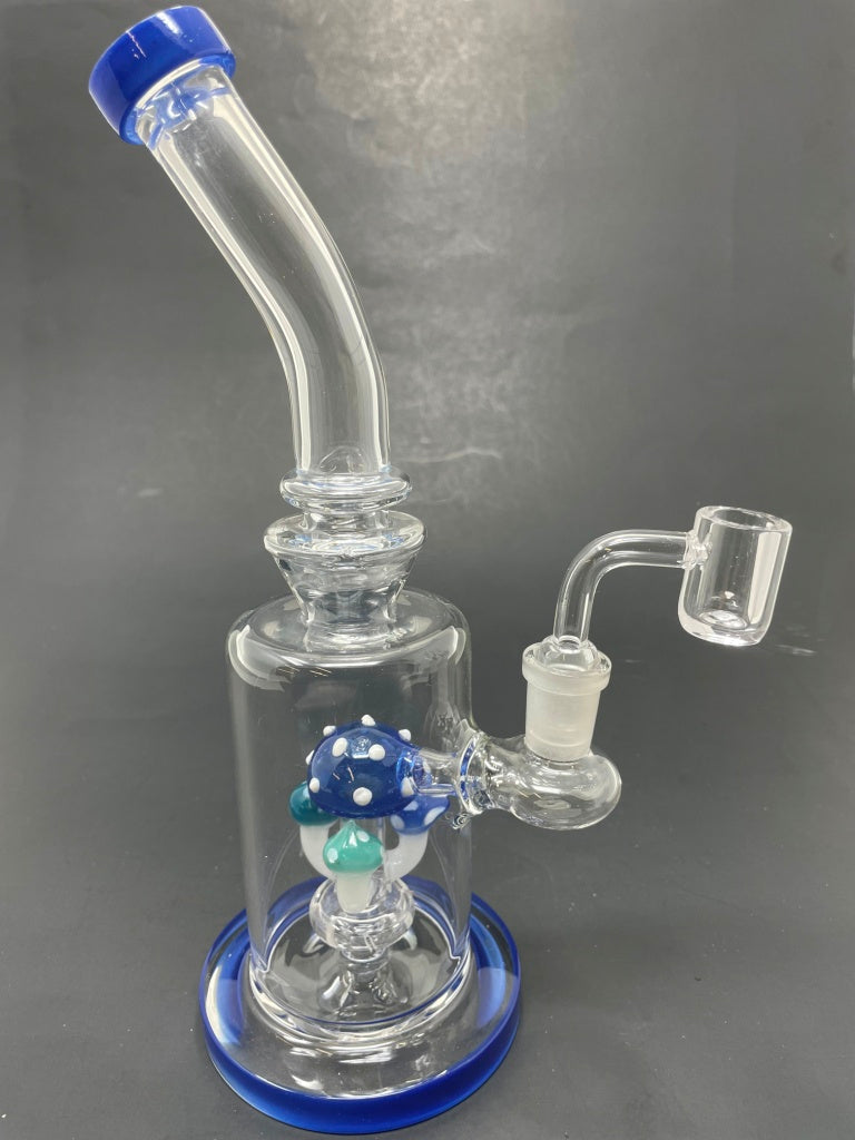 9" Blue Mushroom Bong Dab Rig