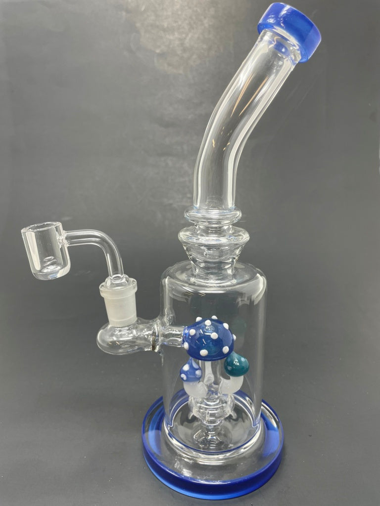9" Blue Mushroom Bong Dab Rig