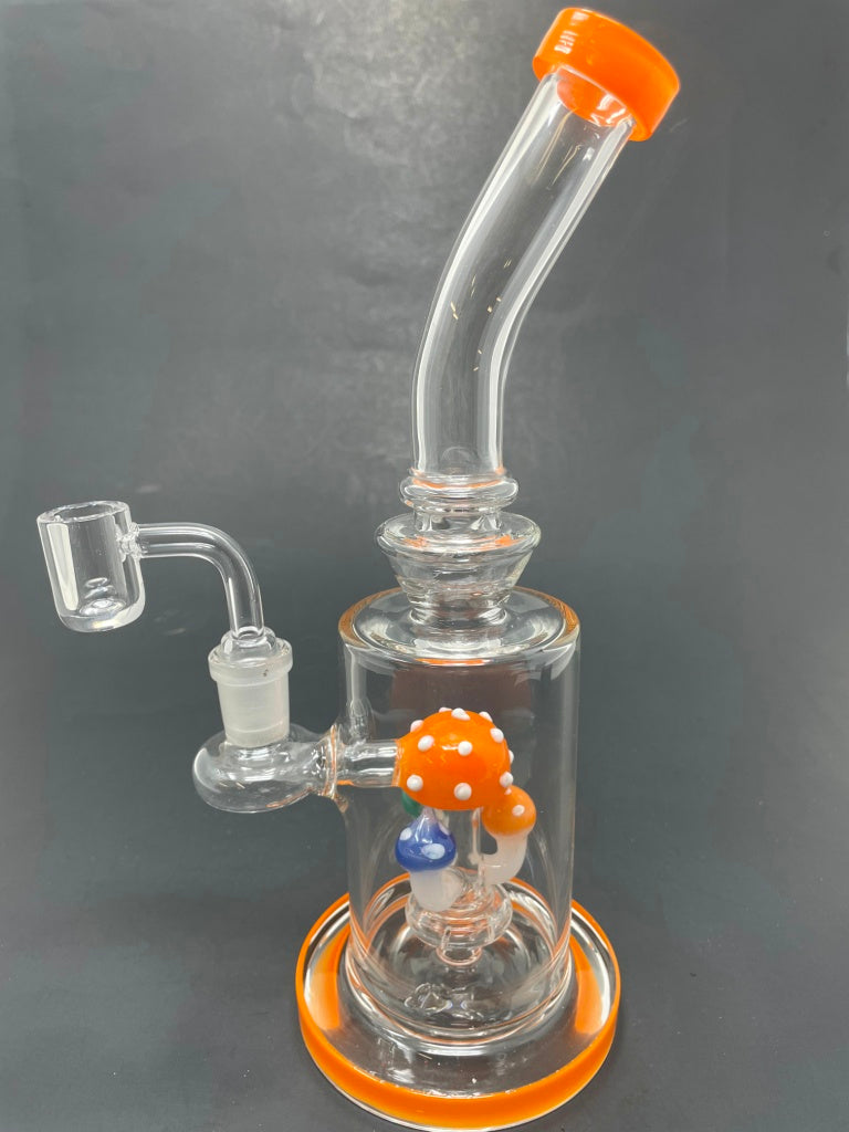 9" Orange Mushroom Bong Dab Rig