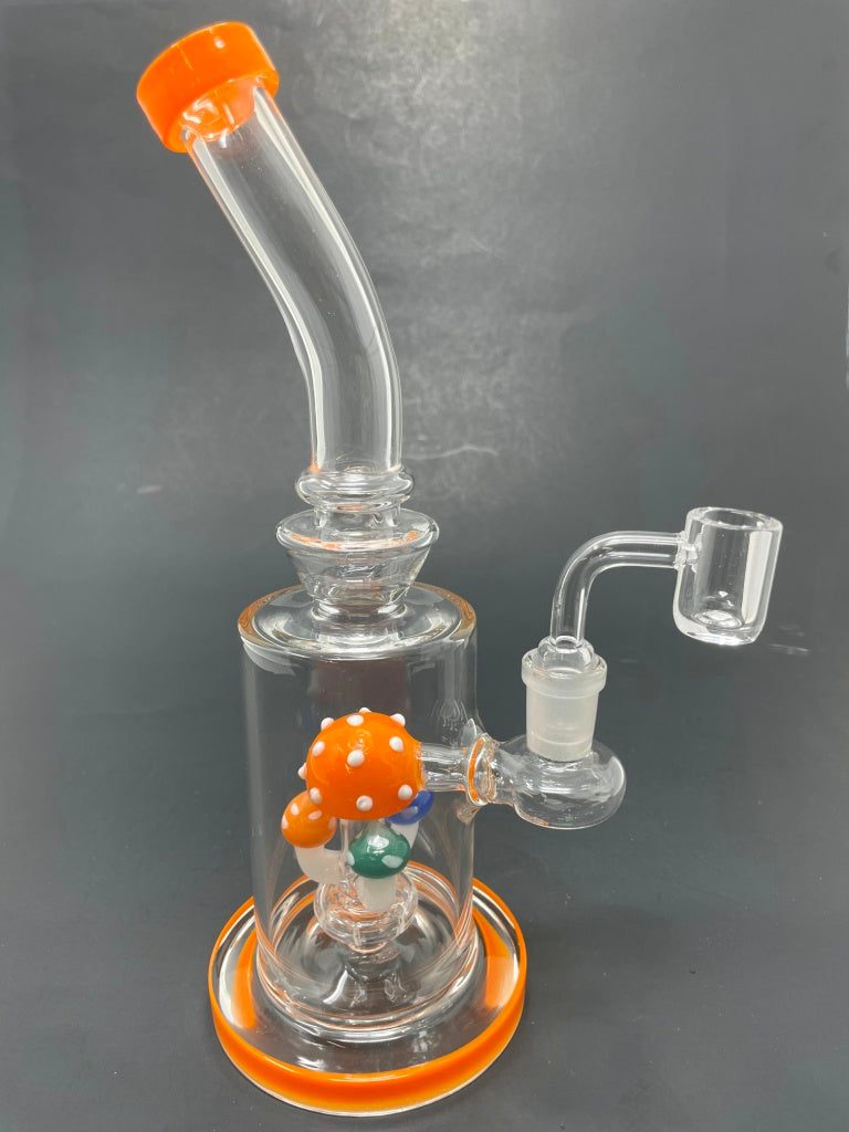 9" Orange Mushroom Bong Dab Rig