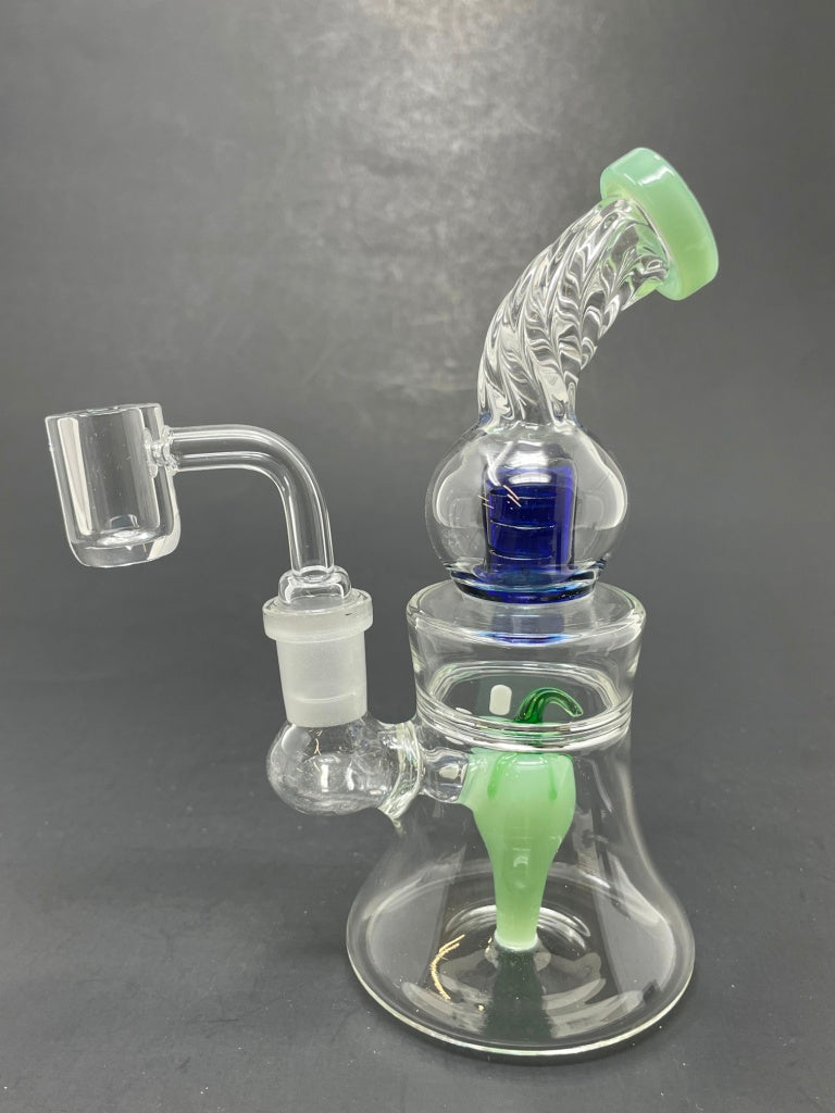 6" Green Pepper Shower Bend Bong Dab Rig