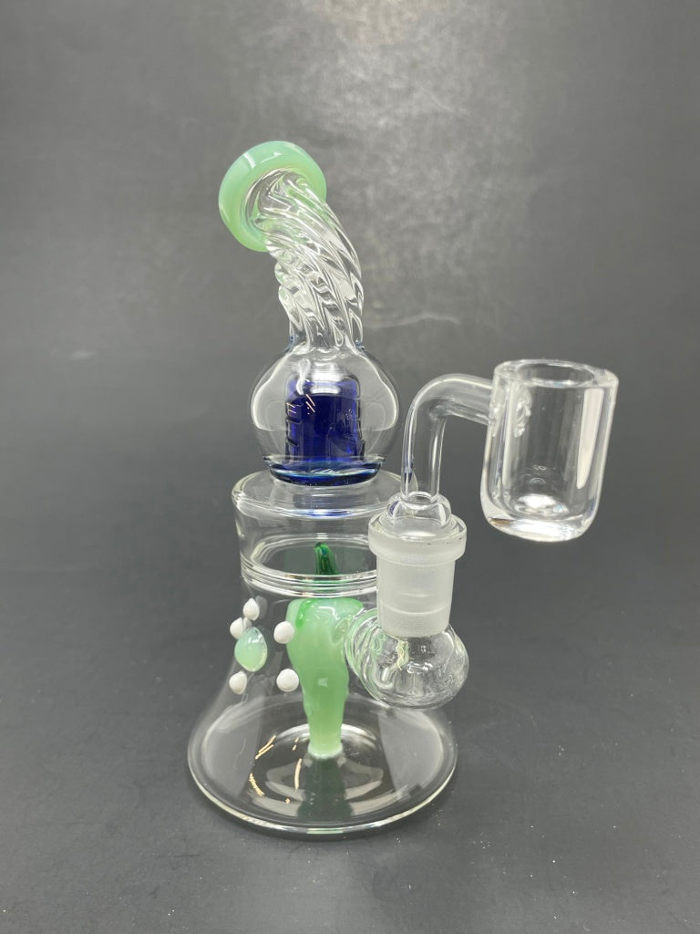6" Green Pepper Shower Bend Bong Dab Rig