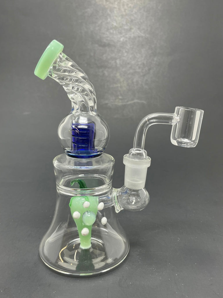 6" Green Pepper Shower Bend Bong Dab Rig