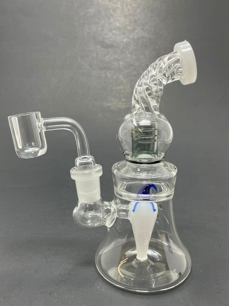 6" White Pepper Shower Bend Bong Dab Rig