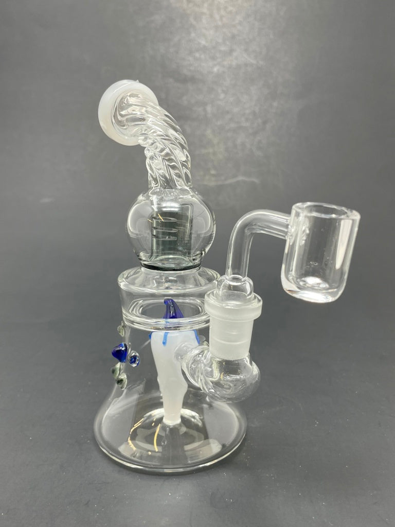 6" White Pepper Shower Bend Bong Dab Rig