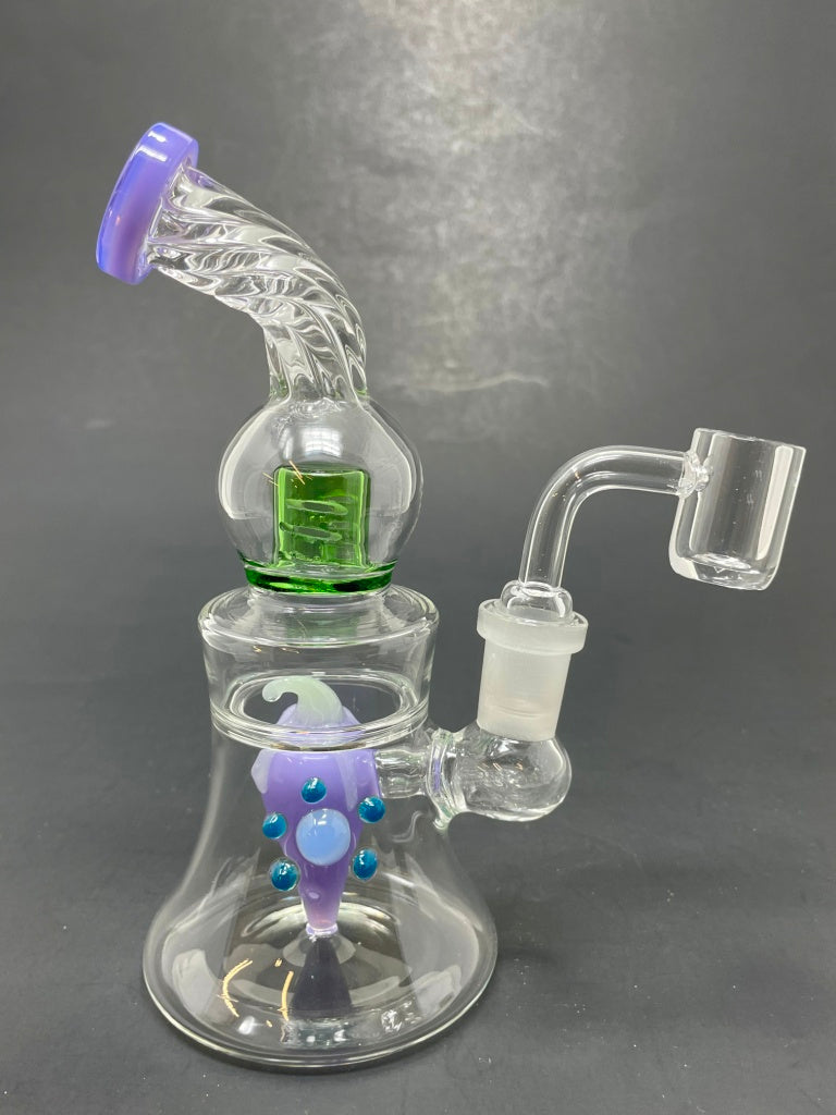6" Purple Pepper Shower Bend Bong Dab Rig StonedGenie.com