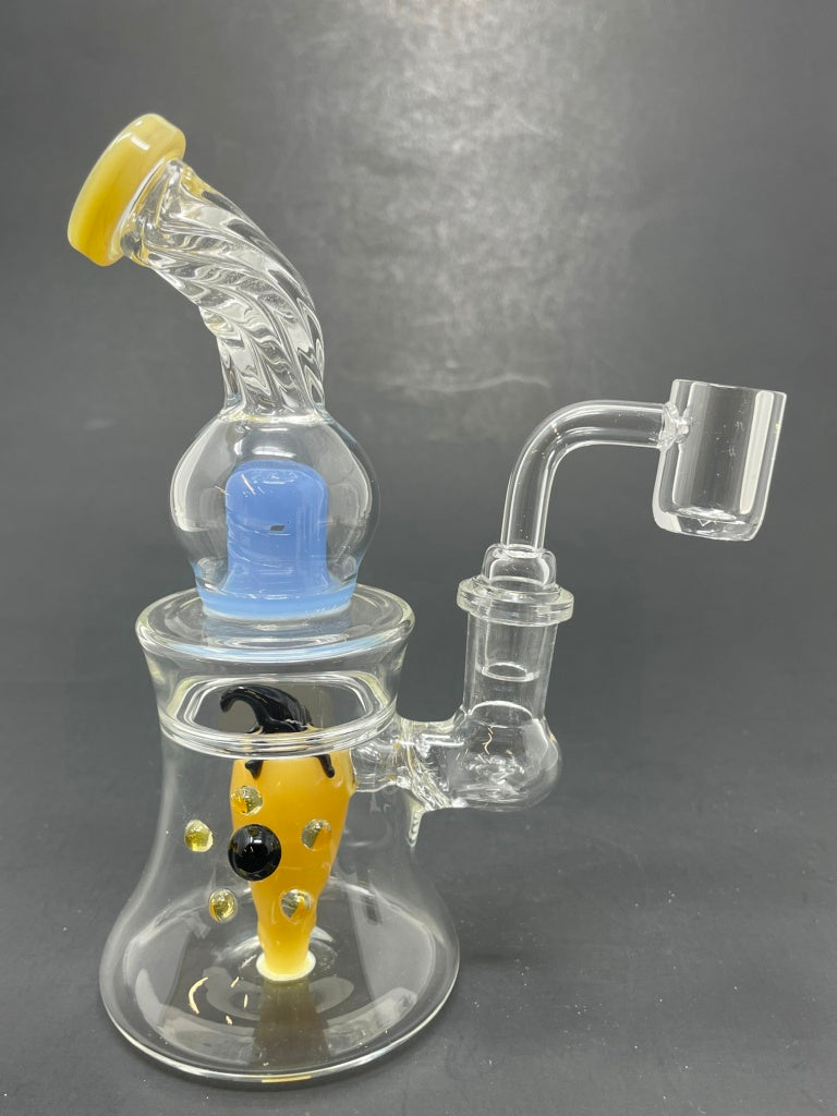 6" Yellow Pepper Shower Bend Bong Dab Rig StonedGenie.com