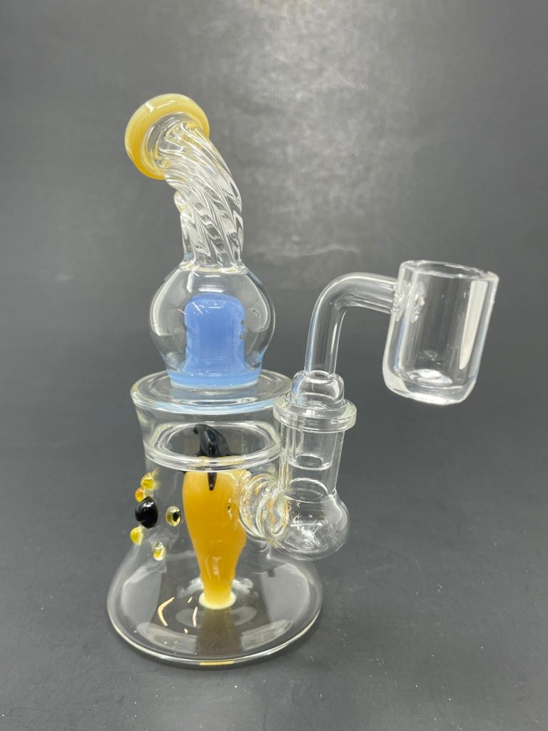 6" Yellow Pepper Shower Bend Bong Dab Rig StonedGenie.com