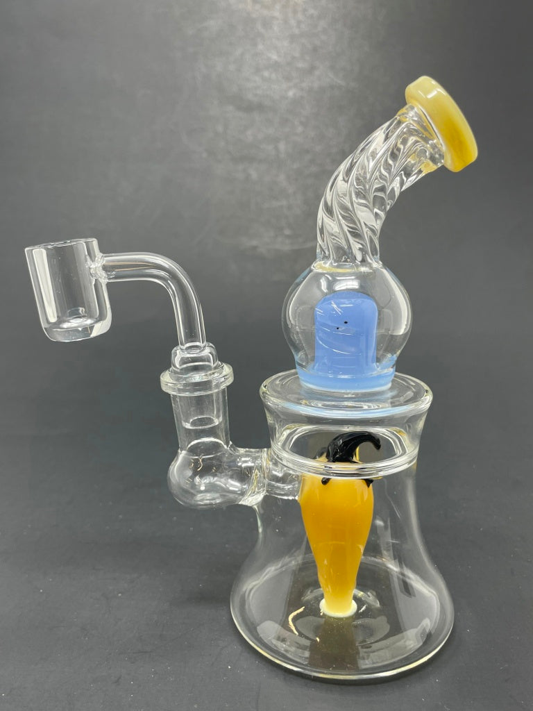 6" Yellow Pepper Shower Bend Bong Dab Rig StonedGenie.com