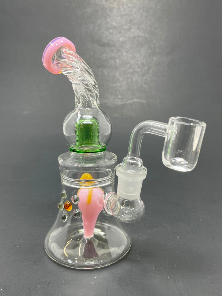 6" Pink Pepper Shower Bend Bong Dab Rig StonedGenie.com