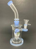 10" Milky Blue Shower Bend Mushroom Bong