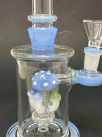 10" Milky Blue Shower Bend Mushroom Bong