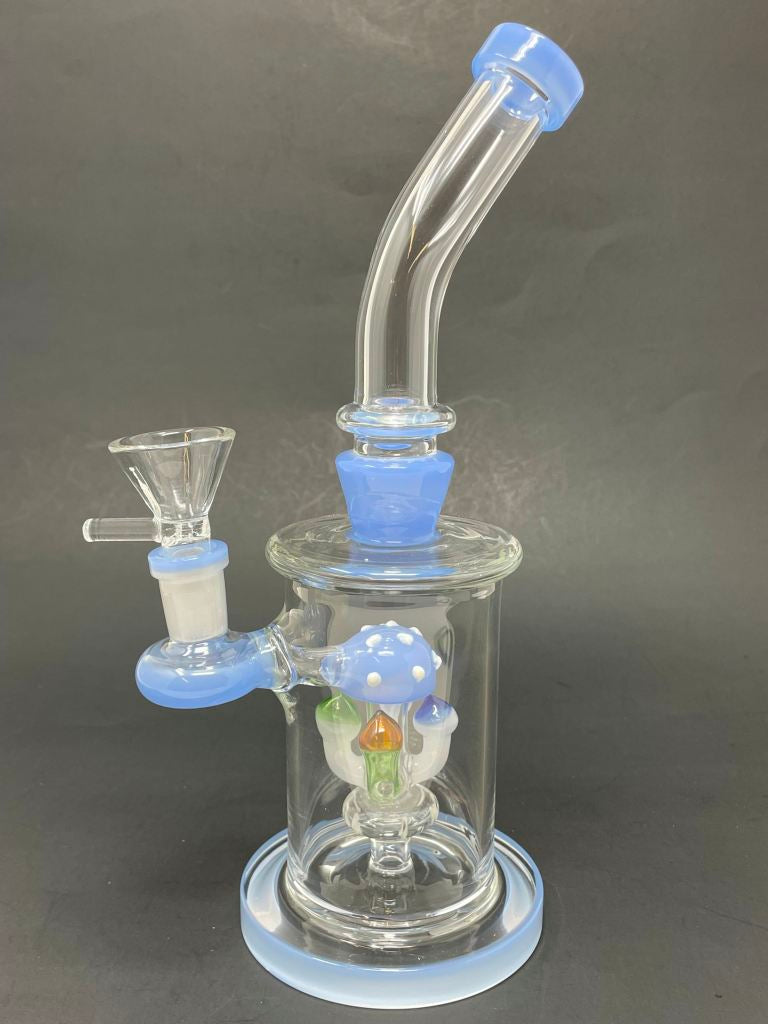 10" Milky Blue Shower Bend Mushroom Bong