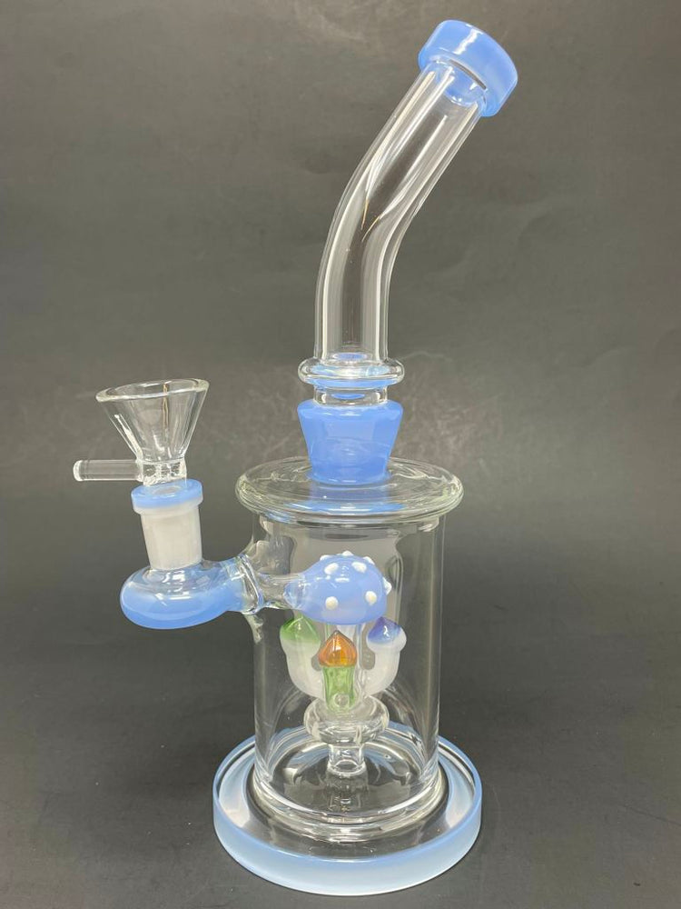 10" Milky Blue Shower Bend Mushroom Bong