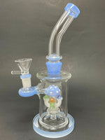 10" Milky Blue Shower Bend Mushroom Bong