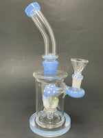 Milky Blue Mushroom Shower Bend Bong