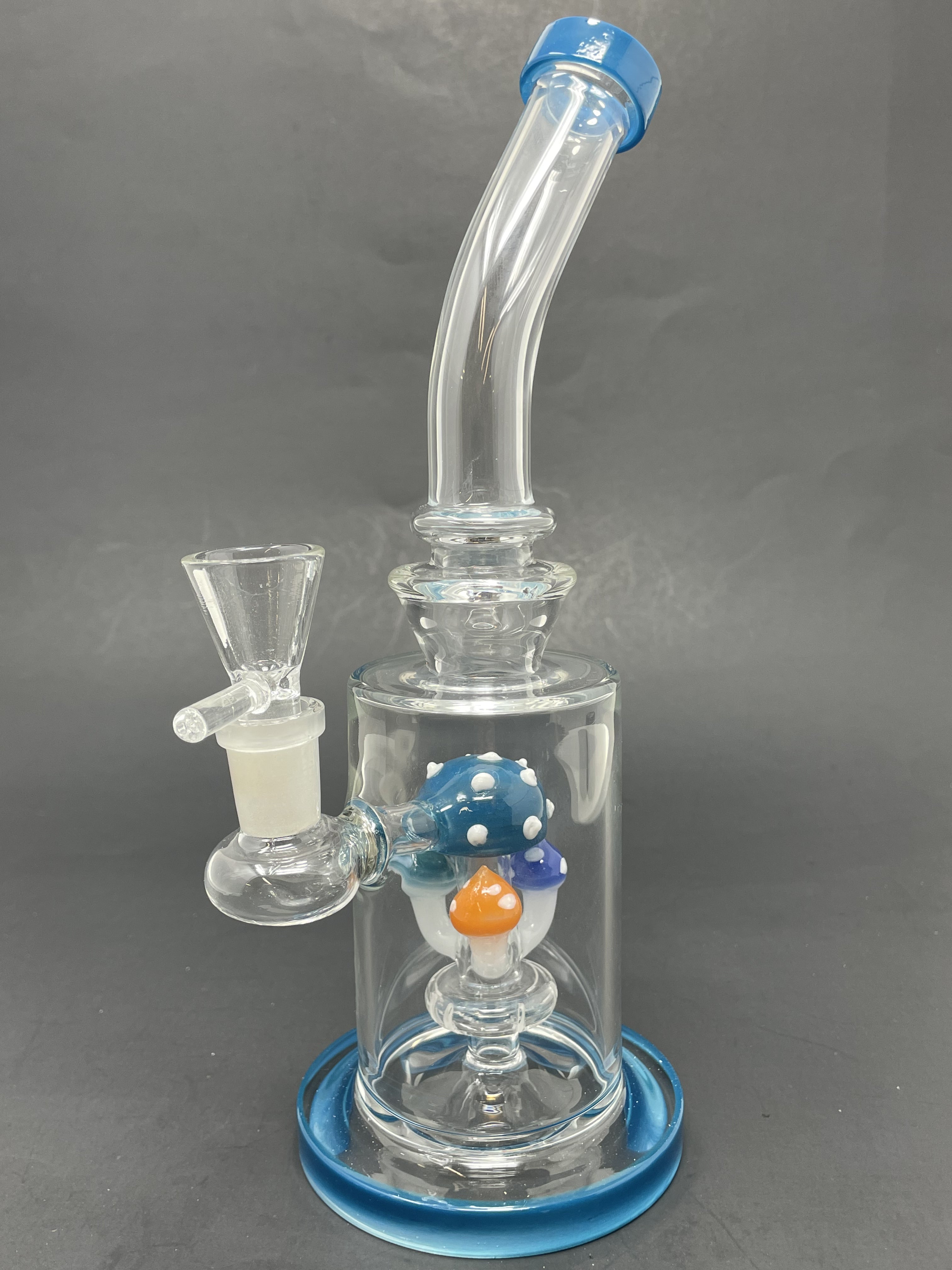 9" Dark Teal Mushroom Percolator Bong
