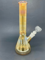 10" Orange Iridescent Beaker Base Bong w/ Ice Catcher