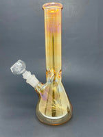 10" Orange Iridescent Beaker Base Bong w/ Ice Catcher