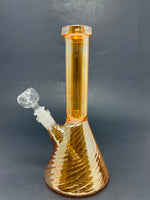 8" Gold Iridescent Swirl Beaker Base Bong