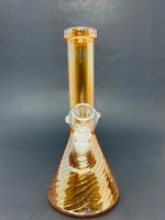 8" Gold Iridescent Swirl Beaker Base Bong