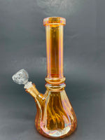 8" Orange Iridescent Twisted Beaker Base Bong