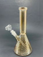 8" Gold Iridescent Swirl Beaker Base Bong