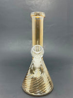 8" Gold Iridescent Swirl Beaker Base Bong