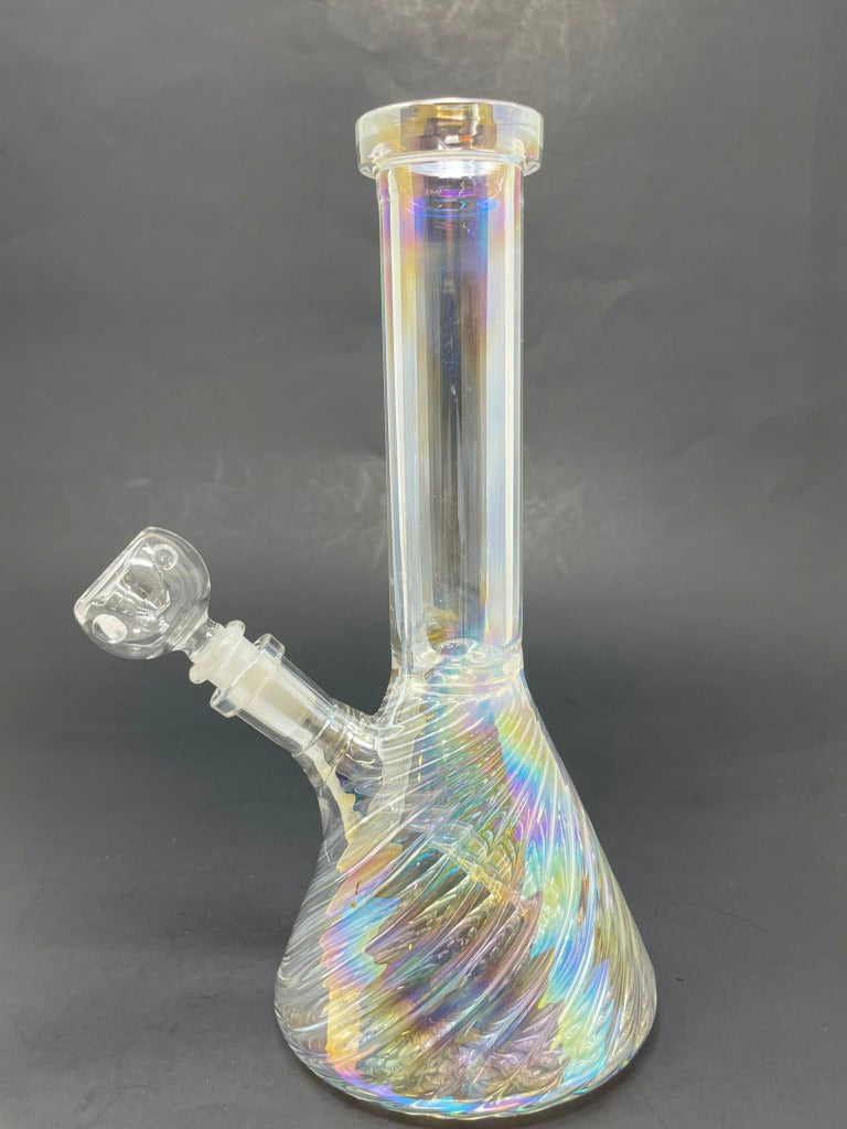 8" Iridescent Swirl Beaker Base Bong
