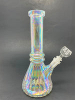 8" Iridescent Twisted Middle Notch Beaker Base Bong