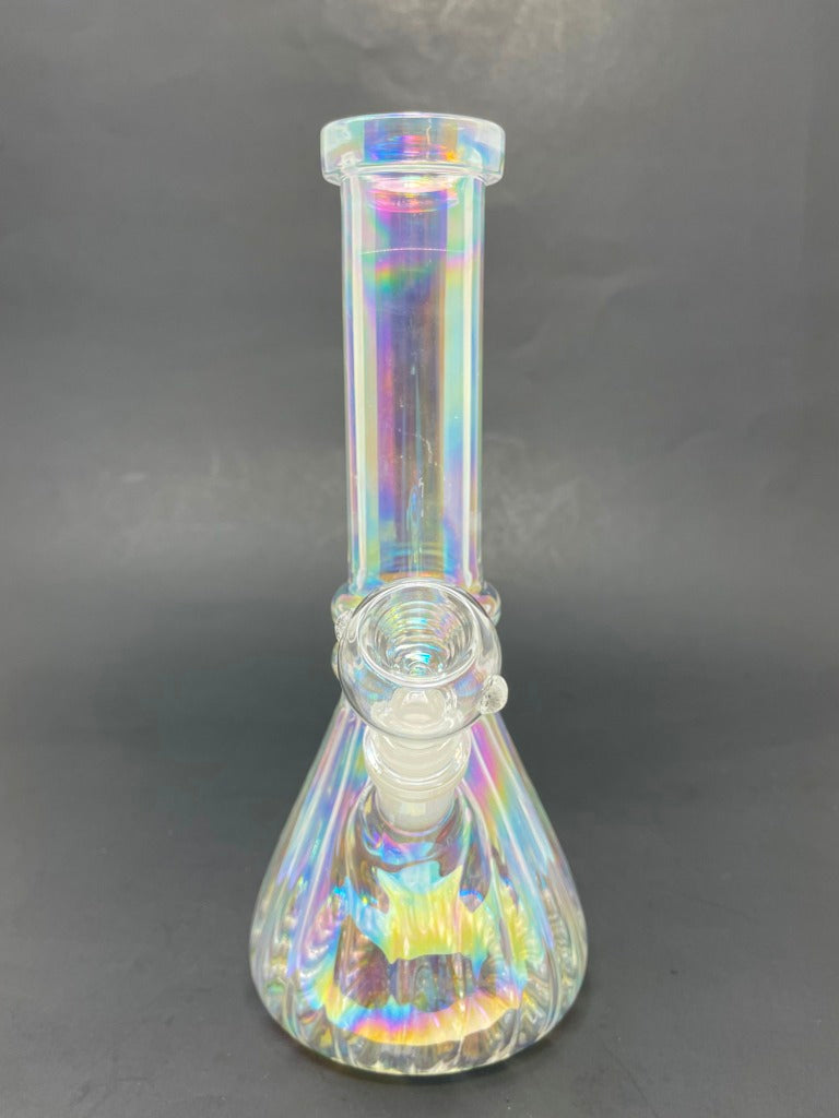 8" Iridescent Twisted Middle Notch Beaker Base Bong