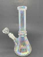 8" Iridescent Twisted Middle Notch Beaker Base Bong
