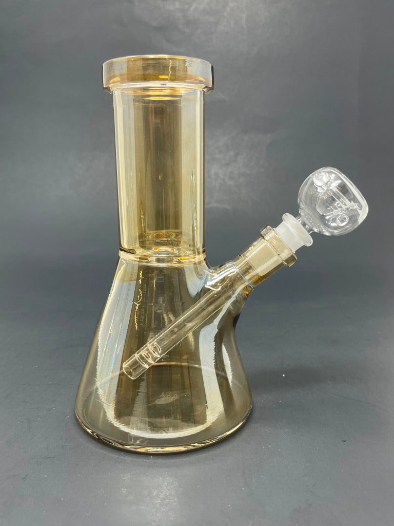 6.5" Gold Iridescent Beaker Bong
