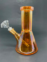 6.5" Orange Iridescent Beaker Bong