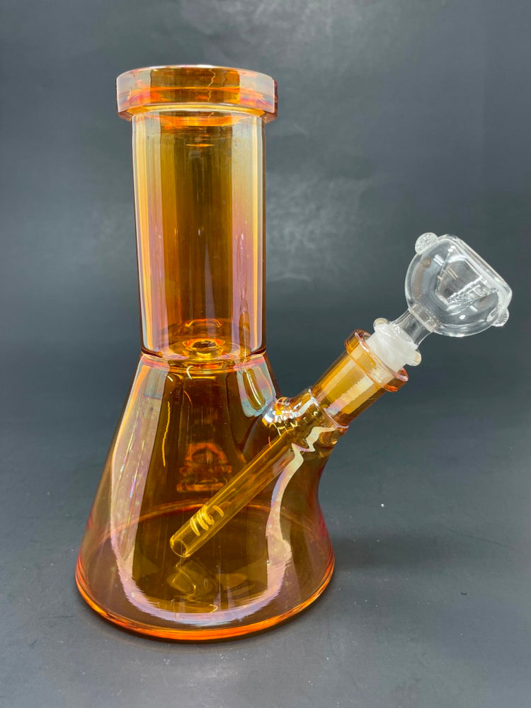 6.5" Orange Iridescent Beaker Bong