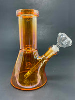 6.5" Orange Iridescent Beaker Bong