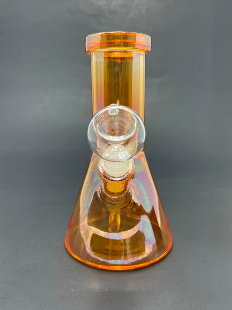 6.5" Orange Iridescent Beaker Bong