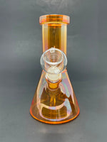 6.5" Orange Iridescent Beaker Bong