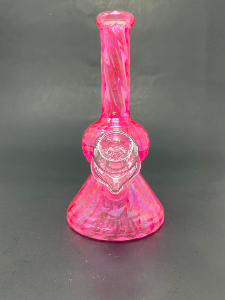 7" Neon Twisted Pink Bong w/ Heart Bowl