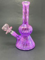 7" Neon Twisted Purple Bong w/ Heart Bowl