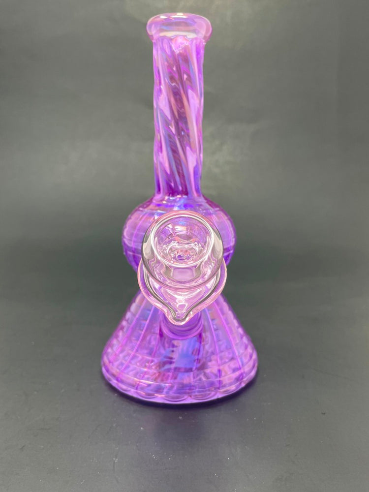 7" Neon Twisted Purple Bong w/ Heart Bowl