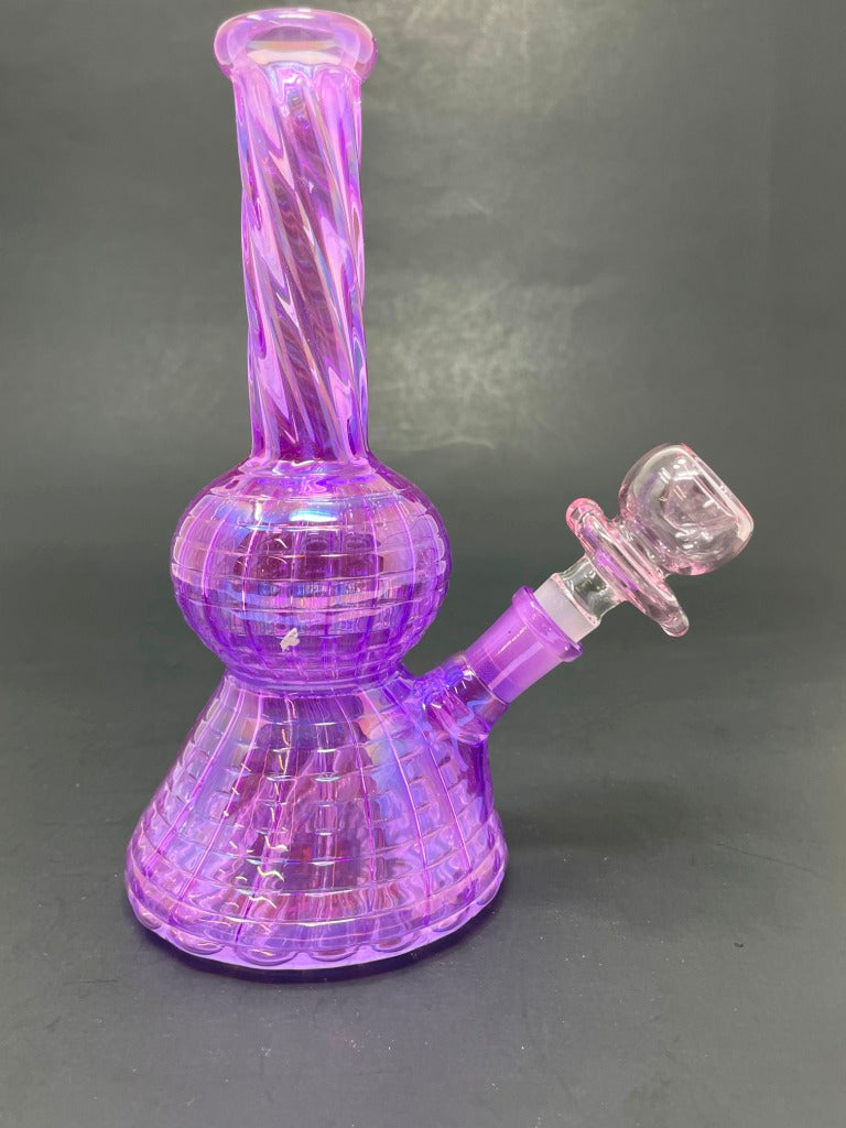 7" Neon Twisted Purple Bong w/ Heart Bowl