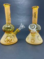 7" Assorted Design Gold Sandblasted Bongs