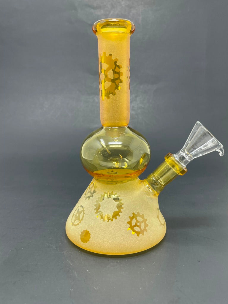 7" Assorted Design Gold Sandblasted Bongs