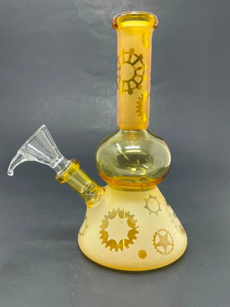 7" Assorted Design Gold Sandblasted Bongs