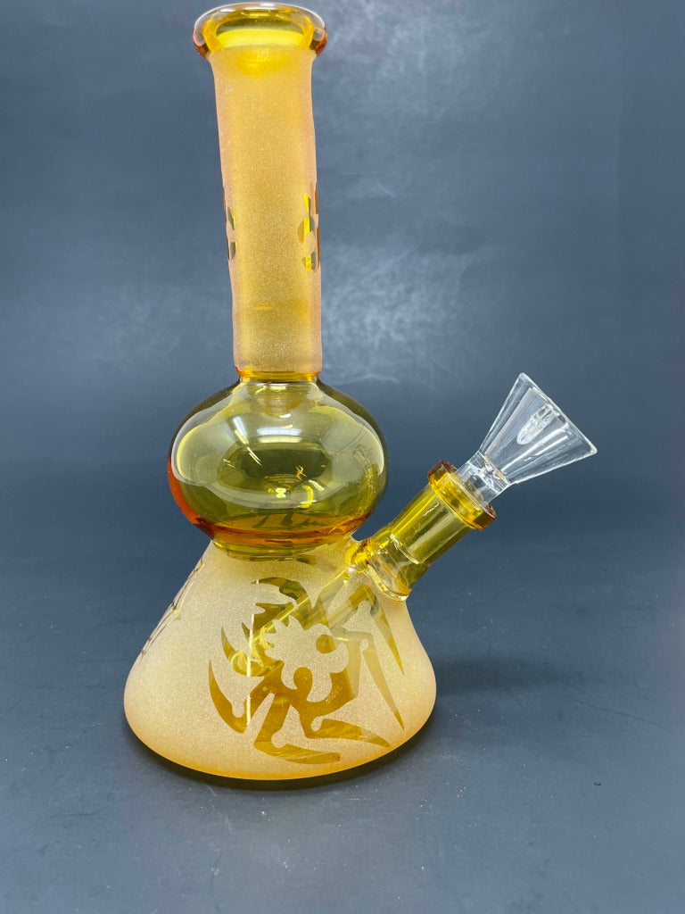 7" Assorted Design Gold Sandblasted Bongs